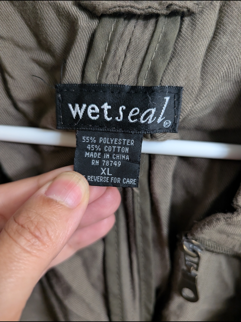 Wet Seal Olive Green Hooded Utility Jacket - Picture 4 of 4